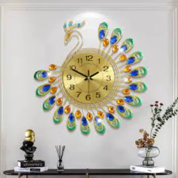  FLEBLE Gold Wall Clock Digital Silent Non Ticking Metal Clock 